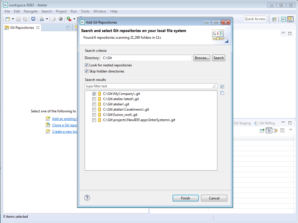 Step 1 - configure Atelier workbench with Git