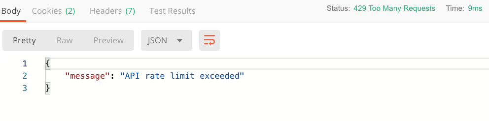 API Rate Limit exceeded message