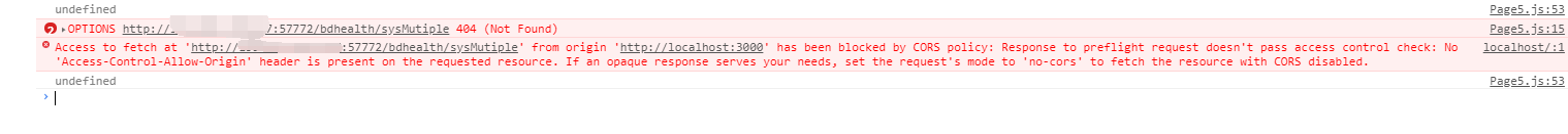 Has been blocked by cors policy react