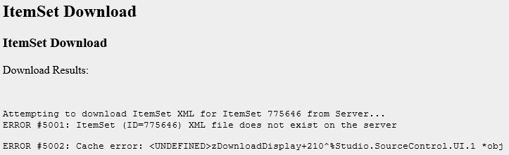 ItemSet Download error