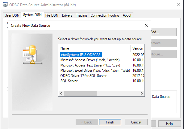 ODBC Windows Data Source Administrator