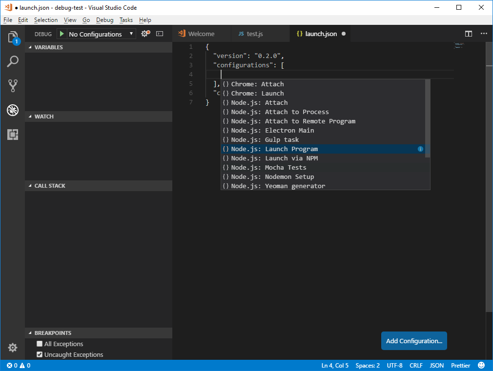 : multi-target debugging QEWDjs using Visual Studio Code |